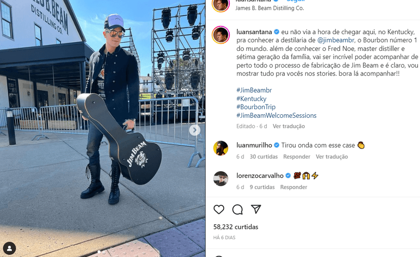 Um dos cliques que Luan Santana compartilhou em suas redes sobre a viagem (Foto Reprodução/Instagram) Um dos cliques que Luan Santana compartilhou em suas redes sobre a viagem (Foto Reprodução/Instagram)