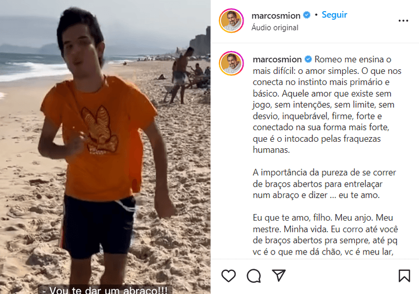 Postagem de Marcos Mion em suas redes sociais emocionou fãs (Foto Reprodução/Instagram) Postagem de Marcos Mion em suas redes sociais emocionou fãs (Foto Reprodução/Instagram)