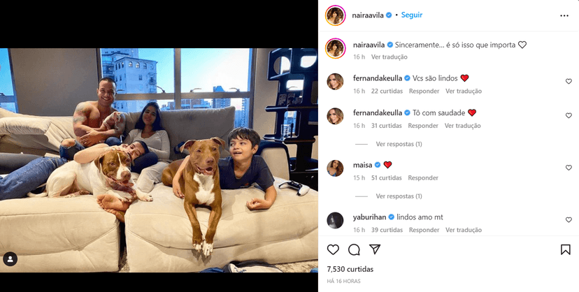 Clique compartilhado por Naira nas redes sociais (Foto Reprodução/Instagram) Clique compartilhado por Naira nas redes sociais (Foto Reprodução/Instagram)
