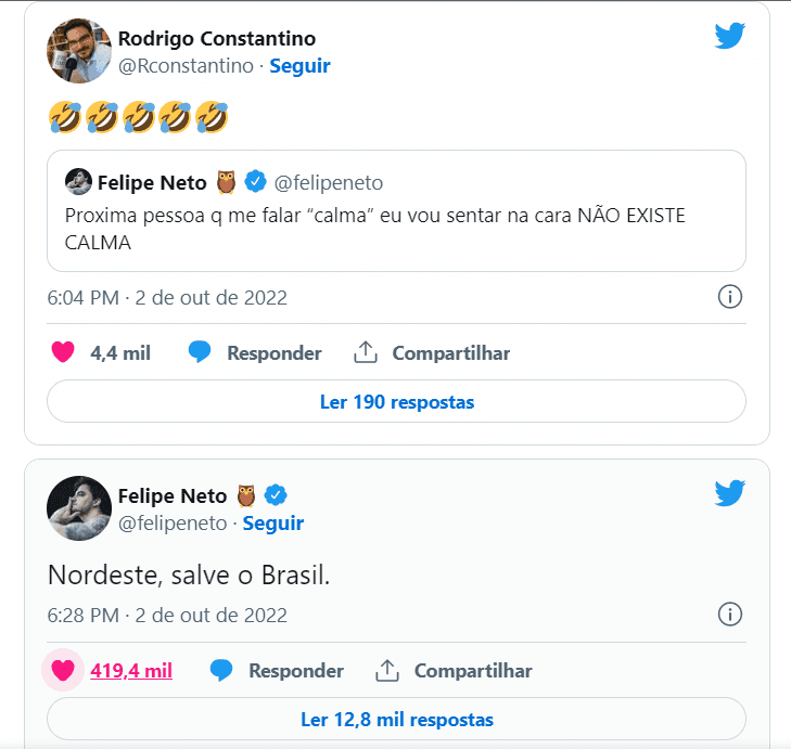 Provocações via Twitter devido a polarização entre Lula e Bolsonaro aumentaram conforme os números apareciam ( Foto Reprodução) Provocações via Twitter devido a polarização entre Lula e Bolsonaro aumentaram conforme os números apareciam ( Foto Reprodução)