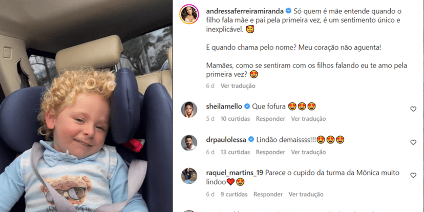O vídeo compartilhado do pequeno Bento também rendeu momentos de "fofura" nos comentários (Foto Reprodução/Instagram) O vídeo compartilhado do pequeno Bento também rendeu momentos de "fofura" nos comentários (Foto Reprodução/Instagram)