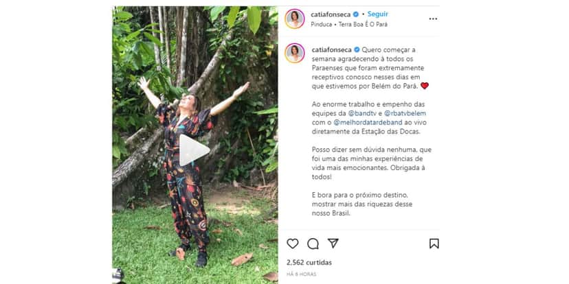 Catia Fonseca compartilha vídeo Catia Fonseca compartilha vídeo