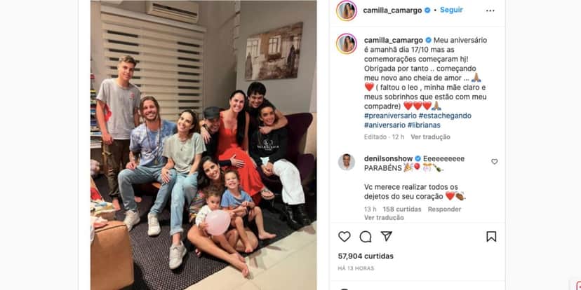 Igor Camargo, Camilla, Zezé Di Camargo, Graciele Lacerda, Dado Dolabella e Wanessa aparecem em nova foto de família (Reprodução) Igor Camargo, Camilla, Zezé Di Camargo, Graciele Lacerda, Dado Dolabella e Wanessa aparecem em nova foto de família (Reprodução)
