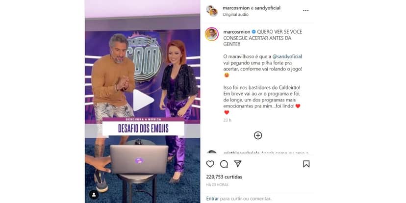 Marcos Mion divulga vídeo com Sandy Marcos Mion divulga vídeo com Sandy