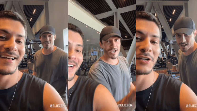 Arthur Aguiar com Eliezer em academia (Imagem: Montagem) Arthur Aguiar com Eliezer em academia (Imagem: Montagem)
