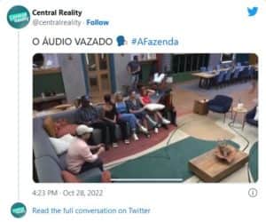 A Fazenda 14 - Vaza áudio do 'Hora do Faro' e peões acabam recebendo informações externas (Foto: Reprodução / Twitter) A Fazenda 14 - Vaza áudio do 'Hora do Faro' e peões acabam recebendo informações externas (Foto: Reprodução / Twitter)