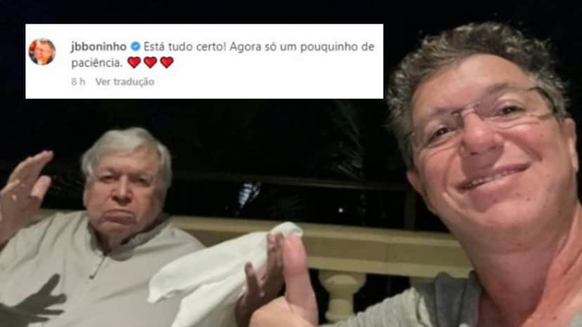 Boninho publica foto do pai se recuperando após infarto e declara 'paciência na recuperação do veterano Boninho publica foto do pai se recuperando após infarto e declara 'paciência na recuperação do veterano