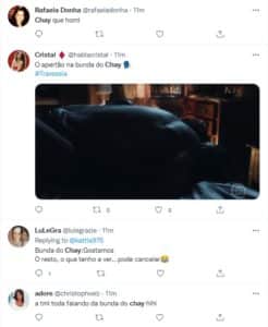 Telespectadores de Travessia ficaram em polvorosa com cena quente de Chay Suede e Lucy Alves (Foto: Reprodução / Twitter) Telespectadores de Travessia ficaram em polvorosa com cena quente de Chay Suede e Lucy Alves (Foto: Reprodução / Twitter)