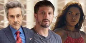 Travessia - Pilantra até dizer chega, Stenio (Alexandre Nero) livra Oto (Romulo estrela) e joga crime nas costas de Brisa (Lucy Alves) (Foto: Reprodução / Globo / Montagem TV Foco) Travessia - Pilantra até dizer chega, Stenio (Alexandre Nero) livra Oto (Romulo estrela) e joga crime nas costas de Brisa (Lucy Alves) (Foto: Reprodução / Globo / Montagem TV Foco)