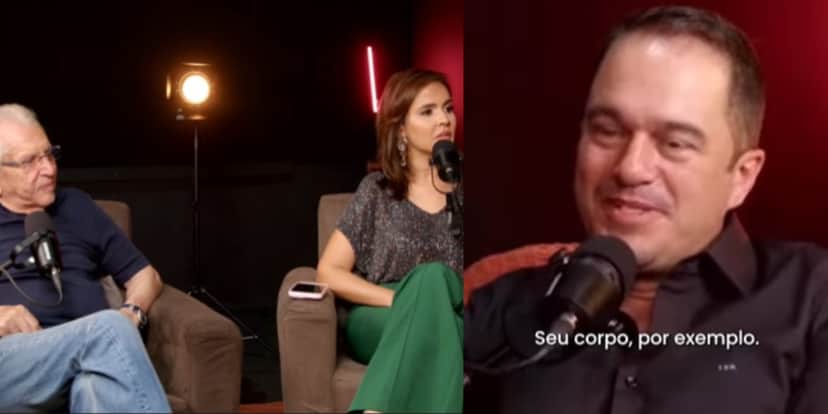 Carlos Alberto, Renata Domingues e Thiago, no Pod É Nosso - Foto: Reprodução Carlos Alberto, Renata Domingues e Thiago, no Pod É Nosso - Foto: Reprodução