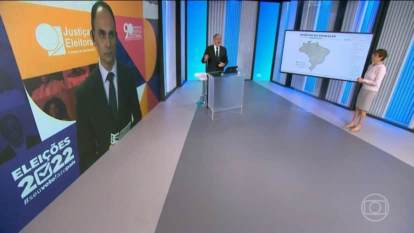 William Bonner marcou presença na apuração dos votos (Foto Reprodução/Globo)