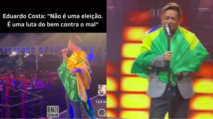 Eduardo Costa faz o mesmo que Leonardo em frente à multidão em show Eduardo Costa faz o mesmo que Leonardo em frente à multidão em show