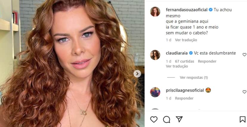 Fernanda Souza divulga foto transformada em suas madeixas Fernanda Souza divulga foto transformada em suas madeixas