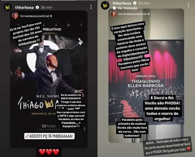 Fernanda Souza e Thiaguinho demonstraram grande apoio nas redes sociais (Foto: Reprodução/ Instagram) Fernanda Souza e Thiaguinho demonstraram grande apoio nas redes sociais (Foto: Reprodução/ Instagram)