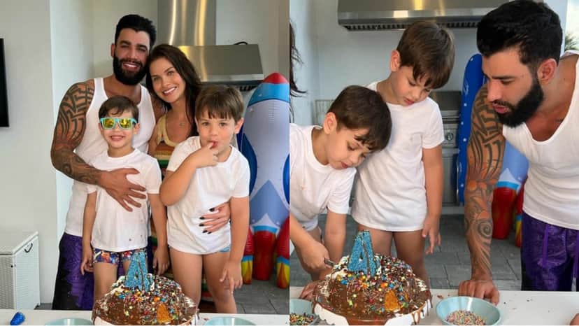 A bela família do cantor no aniversário de 4 anos de Samuel A bela família do cantor no aniversário de 4 anos de Samuel