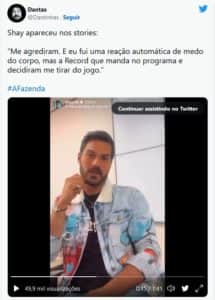 Shayan foi expulso de A Fazenda 14 e perdeu a chance de faturar o prêmio de R$ 1,5 mihão (Foto: Reprodução / Twitter) Shayan foi expulso de A Fazenda 14 e perdeu a chance de faturar o prêmio de R$ 1,5 mihão (Foto: Reprodução / Twitter)