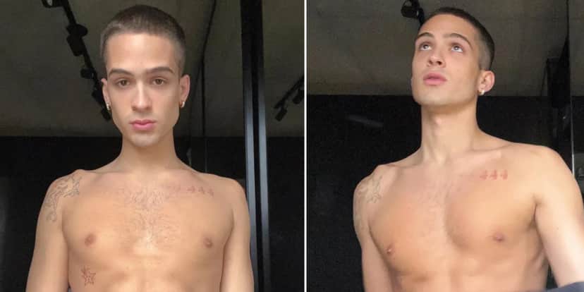 O famoso esbanjou seu físico ao mostrar algumas tatuagens - Foto: Reprodução O famoso esbanjou seu físico ao mostrar algumas tatuagens - Foto: Reprodução