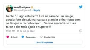A Fazenda 14 - Record diz onde deixou Tiago Ramos e comunicado é feito por amigo, após foto na rua: "Encontrá-lo" (Foto: Reprodução / Twitter) A Fazenda 14 - Record diz onde deixou Tiago Ramos e comunicado é feito por amigo, após foto na rua: "Encontrá-lo" (Foto: Reprodução / Twitter)