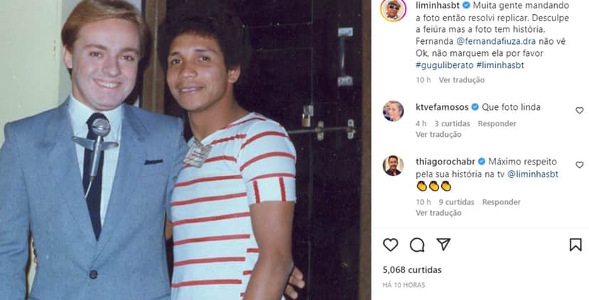 Gugu Liberato e Liminha em meados dos anos 80; Assistente de palco revive momento e fala da aparência Gugu Liberato e Liminha em meados dos anos 80; Assistente de palco revive momento e fala da aparência