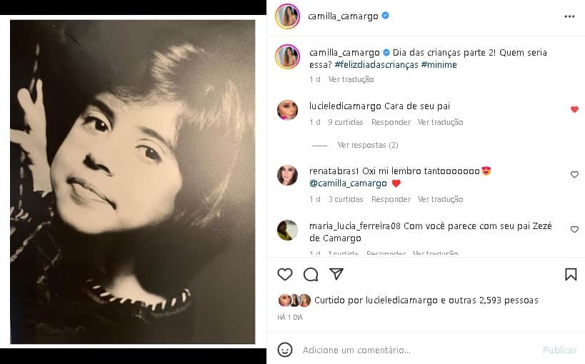 Luciele comentou publicação de Camilla Camargo (Foto: Reprodução/ Instagram) Luciele comentou publicação de Camilla Camargo (Foto: Reprodução/ Instagram)
