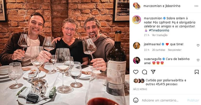 Marcos Mion saiu para jantar com Boninho e Tadeu Schmidt (Foto: Reprodução/ Instagram) Marcos Mion saiu para jantar com Boninho e Tadeu Schmidt (Foto: Reprodução/ Instagram)