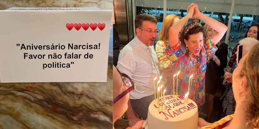 Narcisa deu festão no Rio de Janeiro e deixou recado inusitado sobre política nas mesas dos convidados (Reprodução: Instagram)