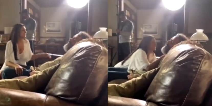 Cena em que Filó (Dira Paes) encontra José Leôncio (Marcos Palmeira) morto na sala de sua fazenda (Reprodução: Globo) Cena em que Filó (Dira Paes) encontra José Leôncio (Marcos Palmeira) morto na sala de sua fazenda (Reprodução: Globo)