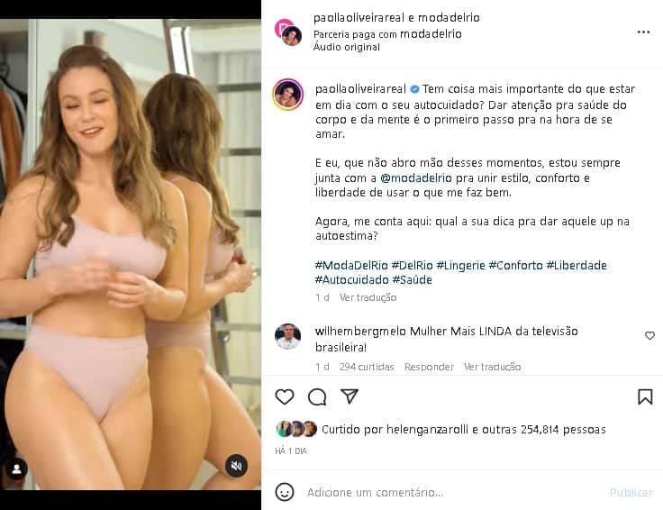 Paolla Oliveira surpreendeu ao expor um corpão em lingerie nude (Foto: Reprodução/ Instagram) Paolla Oliveira surpreendeu ao expor um corpão em lingerie nude (Foto: Reprodução/ Instagram)