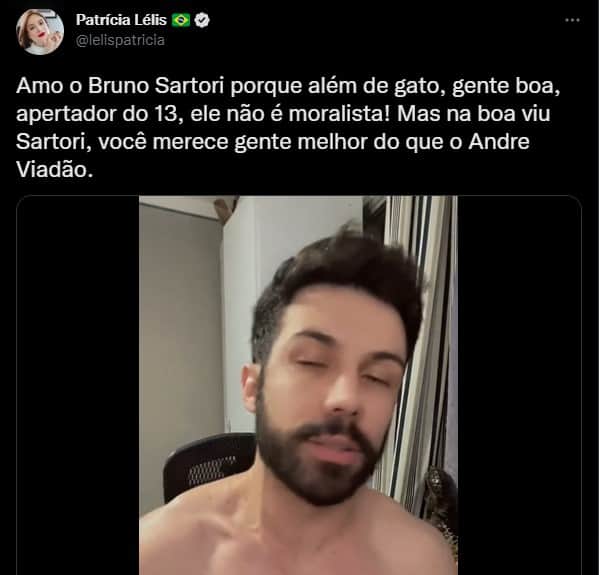 Patrícia Lélis expõe envolvimento amoroso de Bruno Sartori e André Valadão - Foto: Reprodução Patrícia Lélis expõe envolvimento amoroso de Bruno Sartori e André Valadão - Foto: Reprodução
