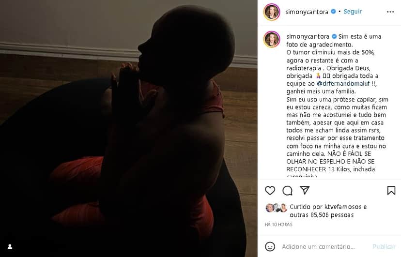 Simony, com câncer, fez novo relato e surpreendeu (Foto: Reprodução/ Instagram) Simony, com câncer, fez novo relato e surpreendeu (Foto: Reprodução/ Instagram)