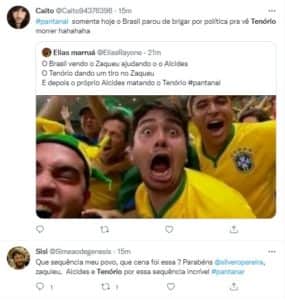 O público de Pantanal ficou em polvorosa com a morte do vilão (Foto: Reprodução / Twitter) O público de Pantanal ficou em polvorosa com a morte do vilão (Foto: Reprodução / Twitter)
