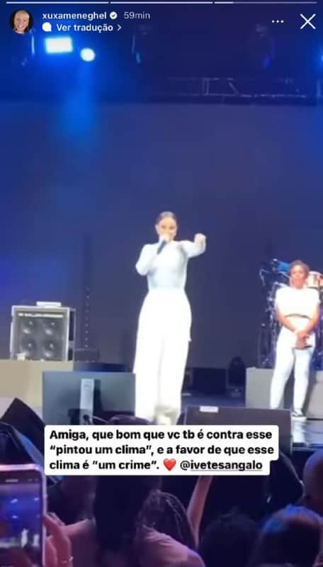 Xuxa Meneghel postou vídeo de Ivete Sangalo apoiando Lula e surpreendeu. Ela ainda fez questão de alfinetar Bolsonaro (Foto: Reprodução/ Instagram) Xuxa Meneghel postou vídeo de Ivete Sangalo apoiando Lula e surpreendeu. Ela ainda fez questão de alfinetar Bolsonaro (Foto: Reprodução/ Instagram)