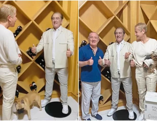 Xuxa Meneghel surpreendeu ao surgir de forma inesperada na mansão de Renato Aragão e mostrou estátua (Foto: Reprodução) Xuxa Meneghel surpreendeu ao surgir de forma inesperada na mansão de Renato Aragão e mostrou estátua (Foto: Reprodução)