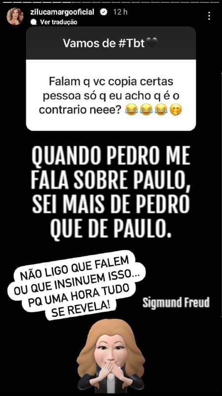 Zilu Godói mandou recado que mais pareceu indireta (Foto: Reprodução) Zilu Godói mandou recado que mais pareceu indireta (Foto: Reprodução)