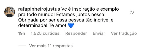 Comentário de Rafinha Justus (Foto: Reprodução/Instagram) Comentário de Rafinha Justus (Foto: Reprodução/Instagram)