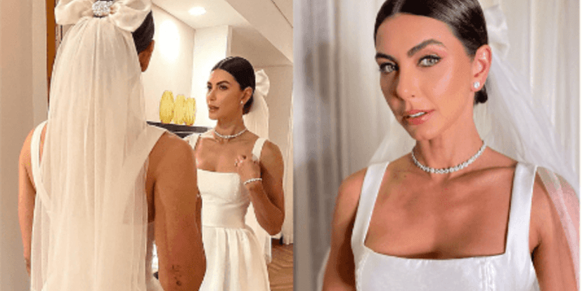 Letícia Wiermann, no dia do seu casamento (Foto Reprodução/Montagem/Tv Foco) Letícia Wiermann, no dia do seu casamento (Foto Reprodução/Montagem/Tv Foco)