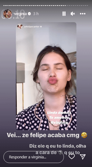 Virginia Fonseca, esposa de Zé Felipe, se chora ao ver marido entregar momento íntimo dela nas redes sociais - Foto Reprodução Instagram