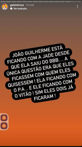Perfil de fofocas no instagram afirma que o cantor Vitão e filho do cantor Leonardo estão tendo um caso amoroso as escondidas - Foto Reprodução Instagram Perfil de fofocas no instagram afirma que o cantor Vitão e filho do cantor Leonardo estão tendo um caso amoroso as escondidas - Foto Reprodução Instagram