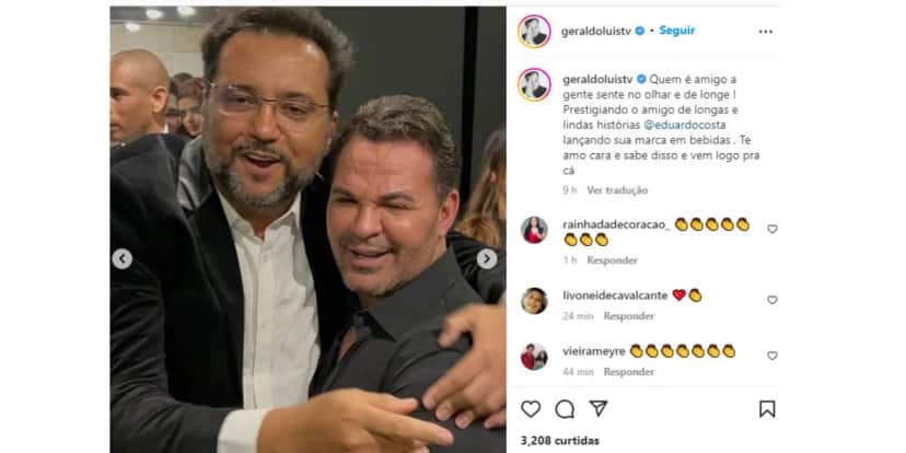 Geraldo Luís e Eduardo Costa posaram juntos e surpreenderam (Foto: Reprodução/ Instagram) Geraldo Luís e Eduardo Costa posaram juntos e surpreenderam (Foto: Reprodução/ Instagram)