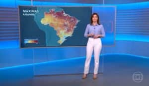Eliana Marques deu informações sobre a previsão do tempo no Jornal Nacional (Foto: Reprodução / Globo) Eliana Marques deu informações sobre a previsão do tempo no Jornal Nacional (Foto: Reprodução / Globo)