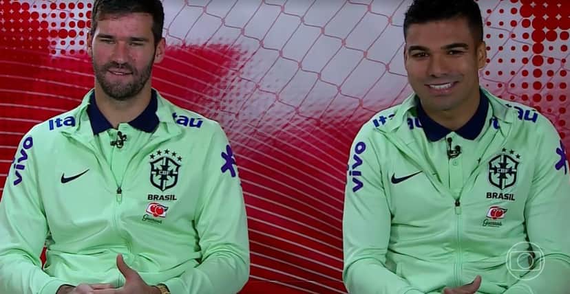 Alisson Becker e Casemiro deram entrevista para o Domingão de Luciano Huck Alisson Becker e Casemiro deram entrevista para o Domingão de Luciano Huck