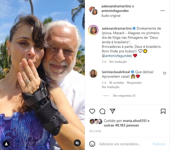 Antônio Fagundes surge ao lado da esposa em vídeo - Foto: Reprodução Antônio Fagundes surge ao lado da esposa em vídeo - Foto: Reprodução