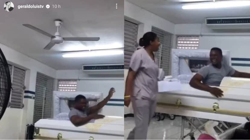 Rapaz levanta aos berros e assusta colega de trabalho; funcionária morre de rir com a pegadinha Rapaz levanta aos berros e assusta colega de trabalho; funcionária morre de rir com a pegadinha