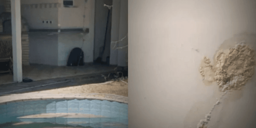 Estado deplorável que a mansão de Belo ficou (Foto Reprodução/G1) Estado deplorável que a mansão de Belo ficou (Foto Reprodução/G1)