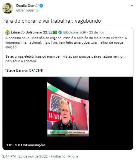 Danilo Gentili se enfurece com Eduardo Bolsonaro e manda recado (Reprodução/ Twitter) Danilo Gentili se enfurece com Eduardo Bolsonaro e manda recado (Reprodução/ Twitter)