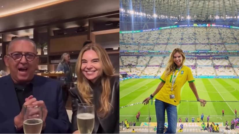 Galvão Bueno e Desirée Soares, sua esposa novinha, loira e de olhos azuis que está curtindo luxo na Copa do Mundo (Reprodução/ Instagram) Galvão Bueno e Desirée Soares, sua esposa novinha, loira e de olhos azuis que está curtindo luxo na Copa do Mundo (Reprodução/ Instagram)