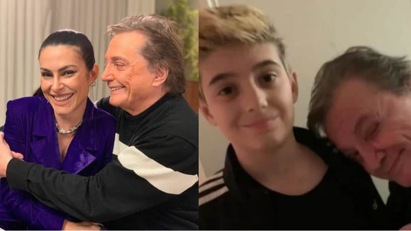 O cantor com os filhos: Cleo e Záion O cantor com os filhos: Cleo e Záion