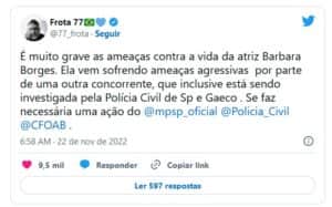 Alexandre Frota exige que Deolane Bezerra seja investigada pela polícia após ameaças (Foto: Reprodução / Twitter) Alexandre Frota exige que Deolane Bezerra seja investigada pela polícia após ameaças (Foto: Reprodução / Twitter)