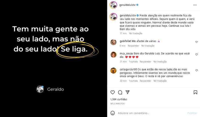 Geraldo Luís deixou importante recado nas redes sociais e chocou (Foto: Reprodução/ Instagram) Geraldo Luís deixou importante recado nas redes sociais e chocou (Foto: Reprodução/ Instagram)