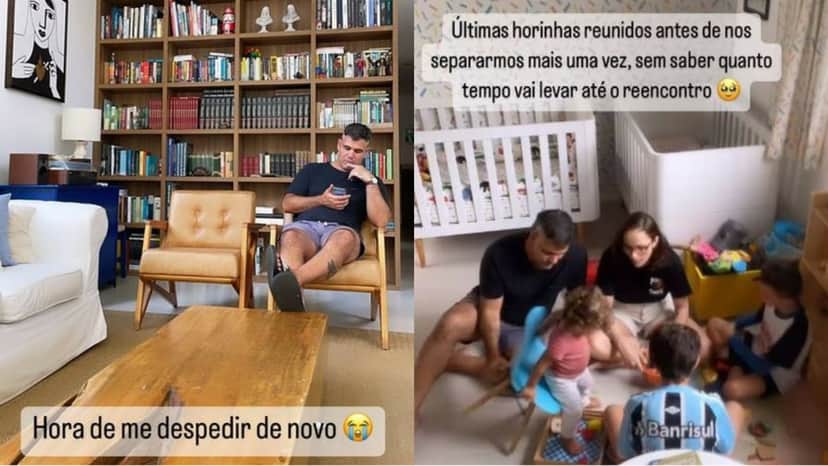 Esposa de Juliano Cazarré vai ao reencontro do marido e filhos e desabafa em despedida Esposa de Juliano Cazarré vai ao reencontro do marido e filhos e desabafa em despedida